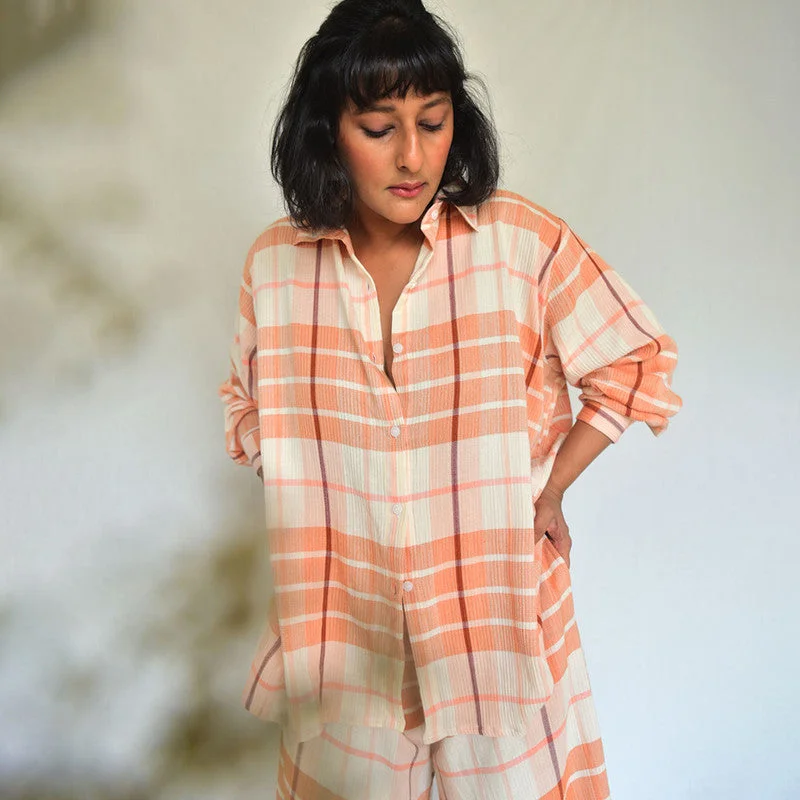 cotton-checkered-loungewear-set-peach-orange