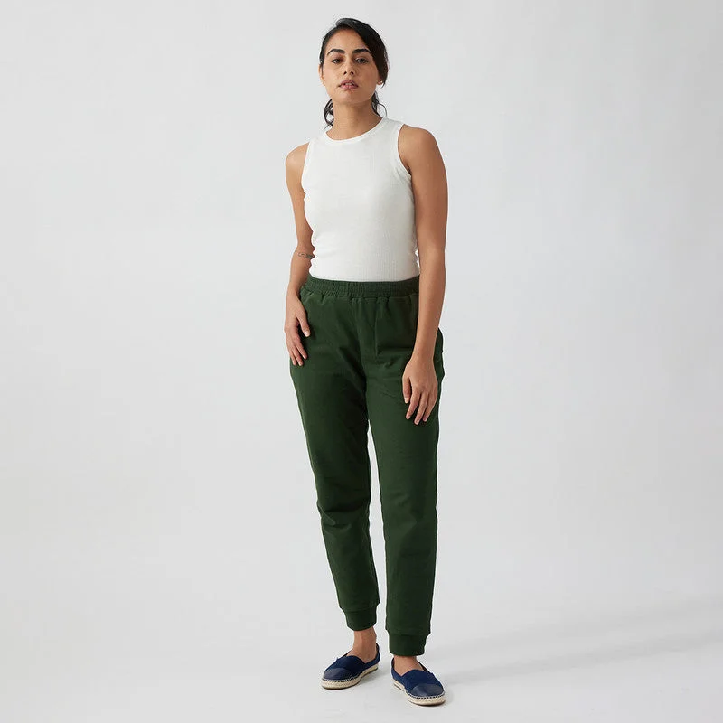 Cotton Joggers for Women | Forest Green