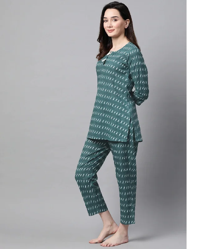 meeranshi-womens-green-white-printed-night-suit