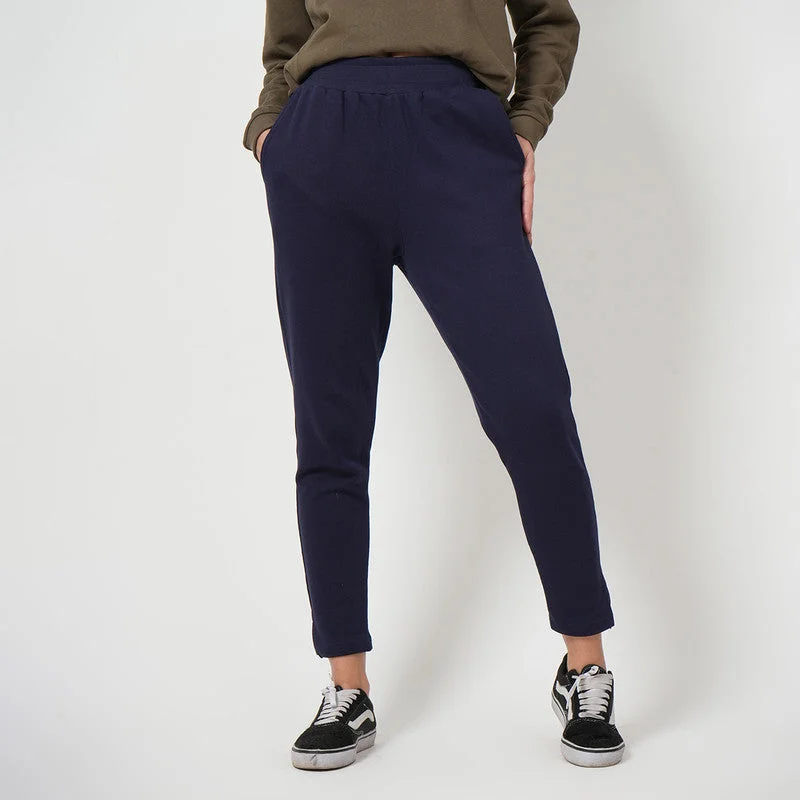 Organic Cotton High Waist Pants | Navy Blue