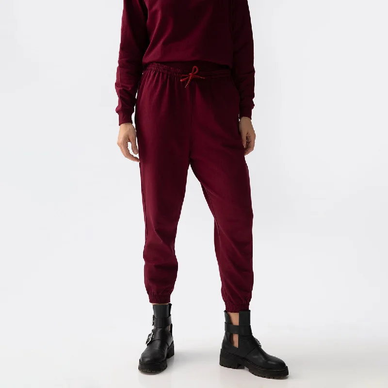 Organic Cotton Jogger Pants for Women | Drawstring Waistband | Maroon