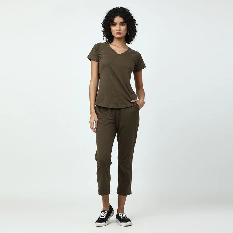 Women Loungewear Set | Organic Cotton | Olive Green