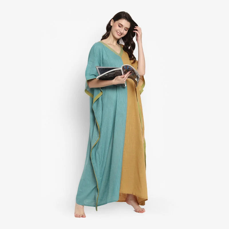 unidraa-cotton-v-neck-kaftan-blue-yellow-vks017-19722