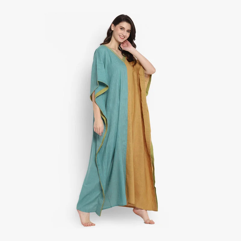 unidraa-cotton-v-neck-kaftan-blue-yellow-vks017-19722