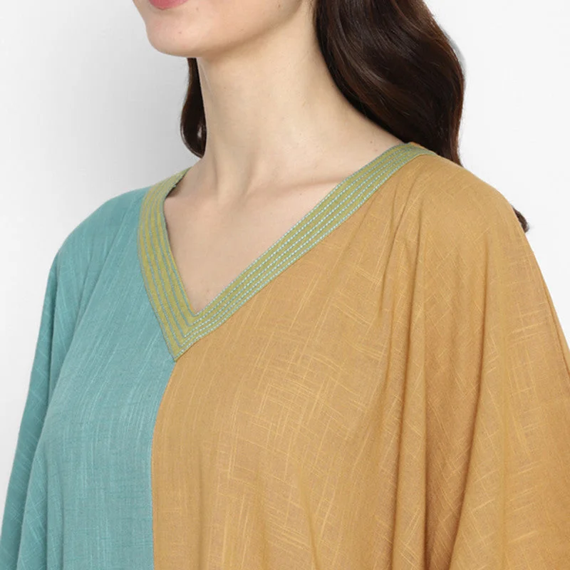 unidraa-cotton-v-neck-kaftan-blue-yellow-vks017-19722