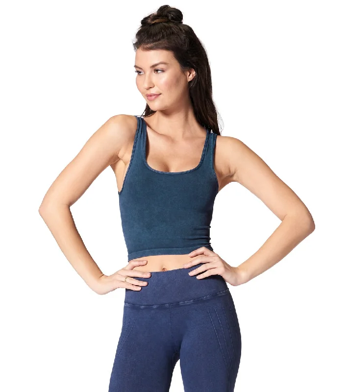 NUX Be Free Mineral Wash Seamless Yoga Crop Top Steely Skies Wash