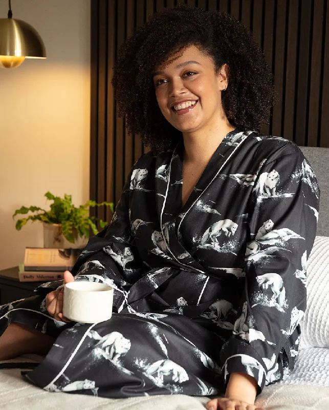 Atlas Arctic Fox Print Long Dressing Gown