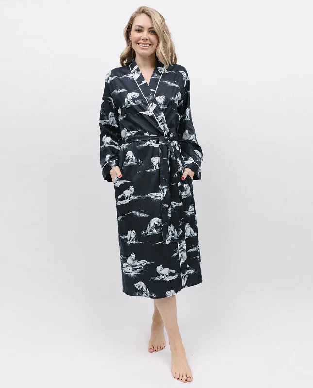 Atlas Arctic Fox Print Long Dressing Gown