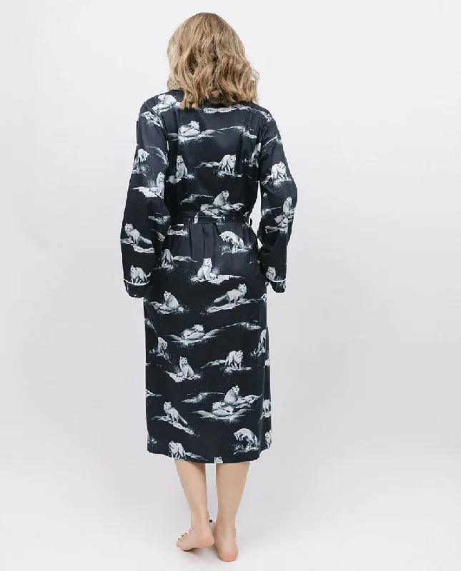 Atlas Arctic Fox Print Long Dressing Gown