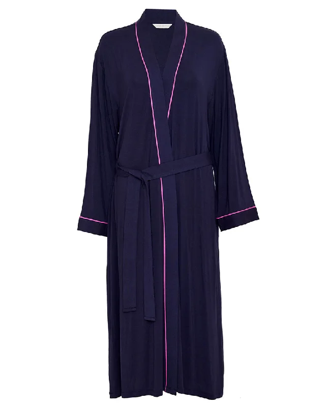 Avery Navy Jersey Long Dressing Gown