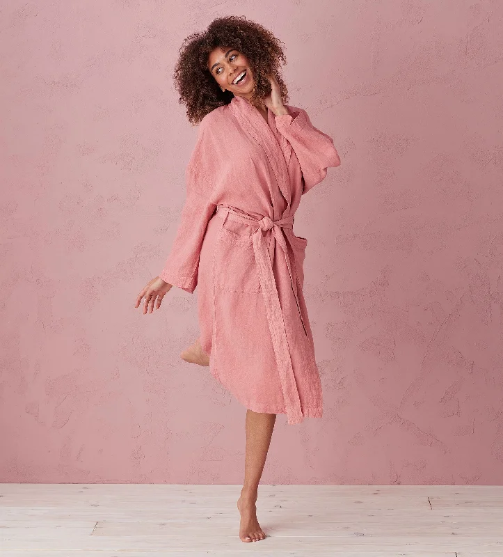 Canyon Pink Layla 100% Linen Robe