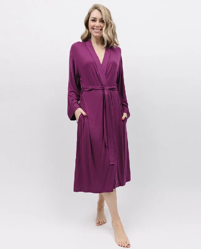 Magenta Jersey Long Dressing Gown