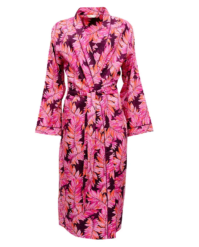 Carina Palm Leaf  Print Long Dressing Gown