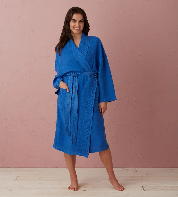 Cobalt Blue Layla 100% Linen Robe