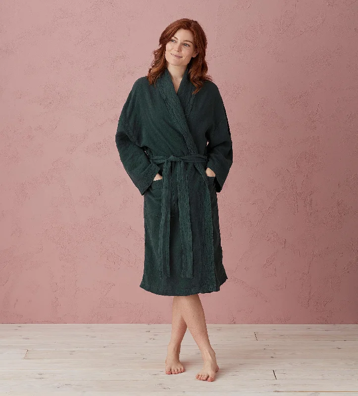 Darkest Spruce Layla 100% Linen Robe