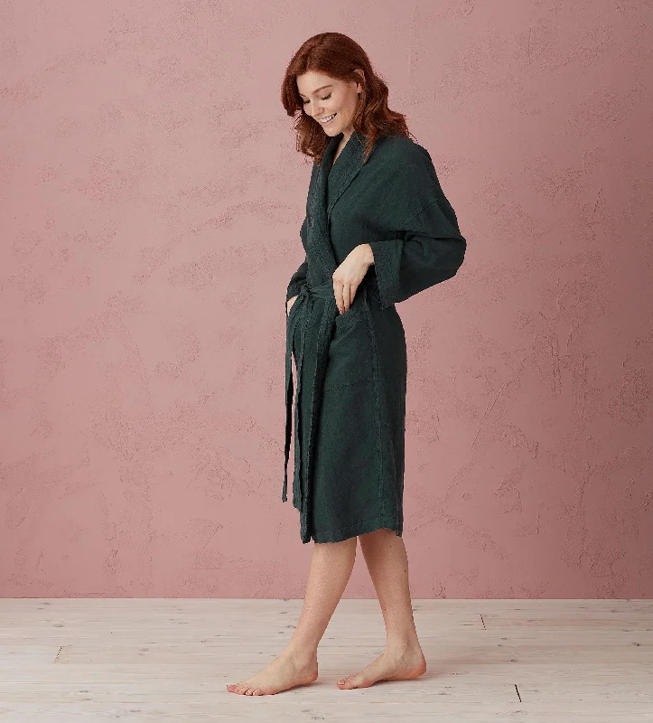 Darkest Spruce Layla 100% Linen Robe