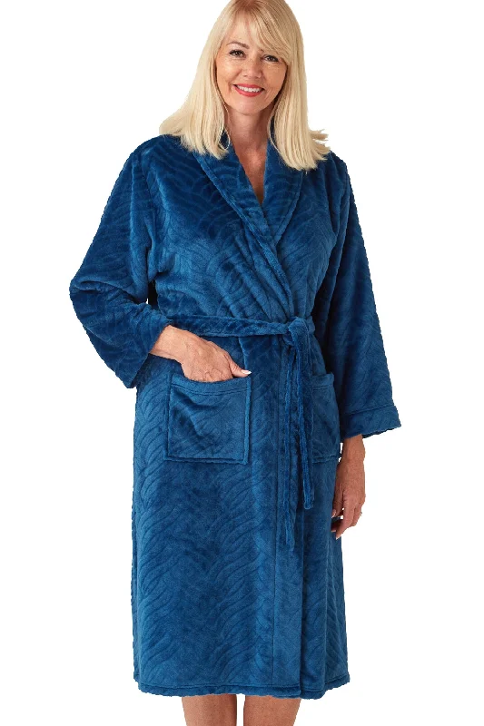 Deco Embossed Fleece Shawl Collar Robe