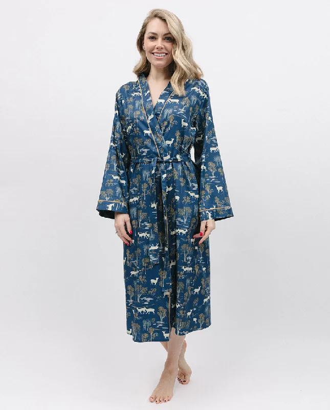 Fawn Woodland Print Long Dressing Gown