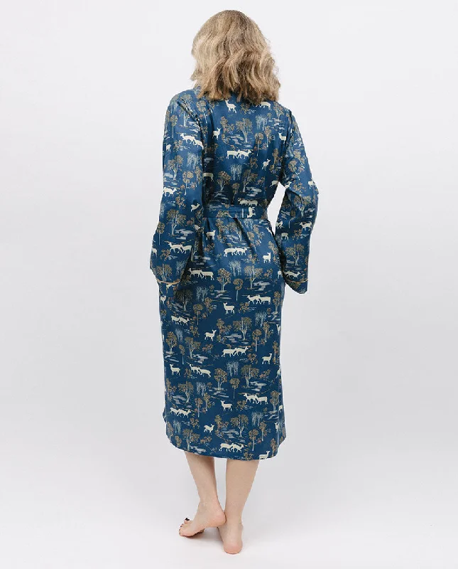 Fawn Woodland Print Long Dressing Gown