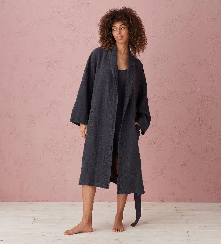 Graphite Layla 100% Linen Robe