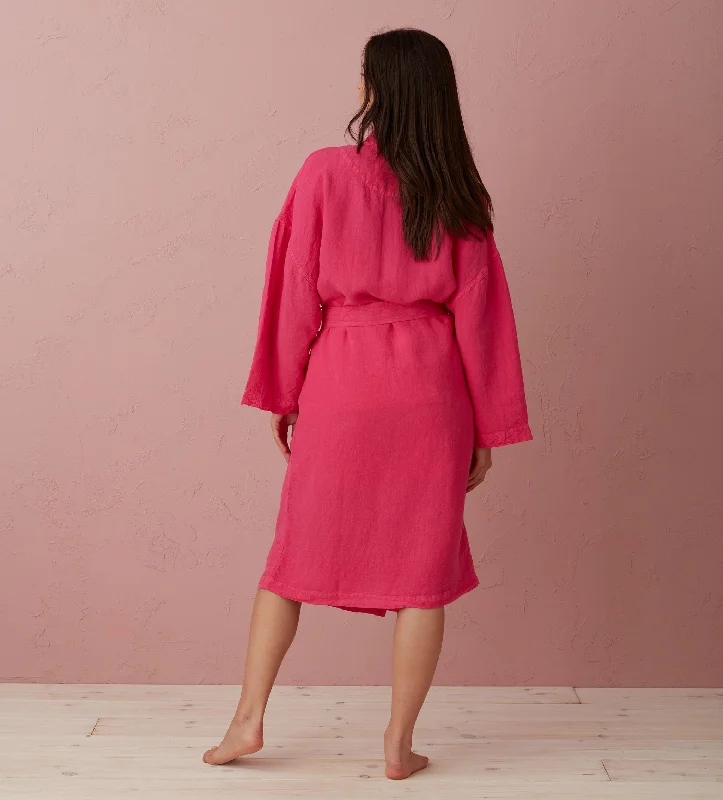 Hot Pink Layla 100% Linen Robe