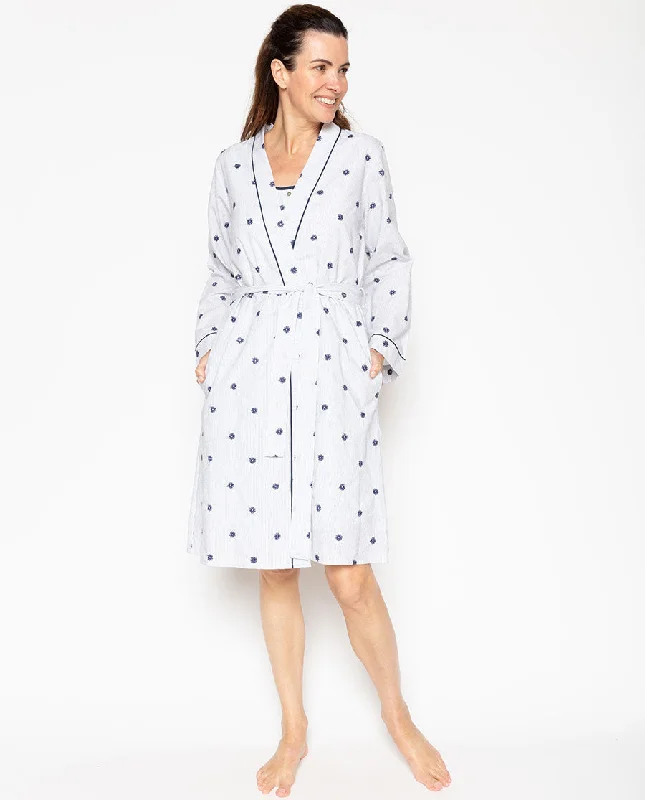 Jolene Stab Stitch Embroidered Short Dressing Gown