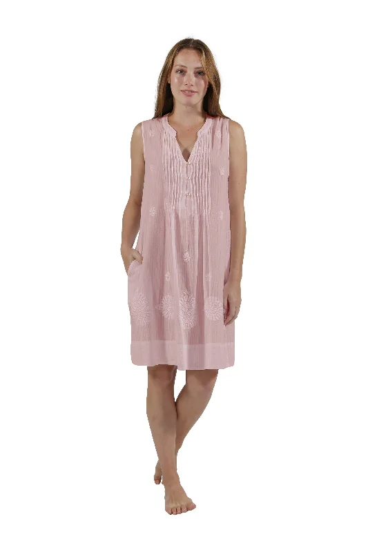 La Cera 100% Cotton Leno Stripe Chemise