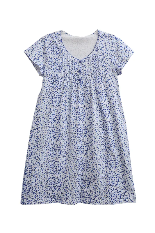 La Cera Blue Posies Cotton Knit Chemise