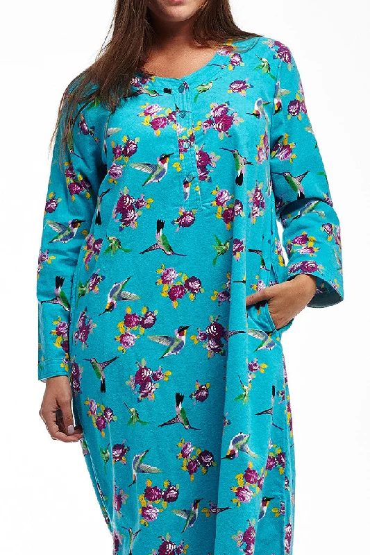 La Cera Hummingbird Print Night Shirt