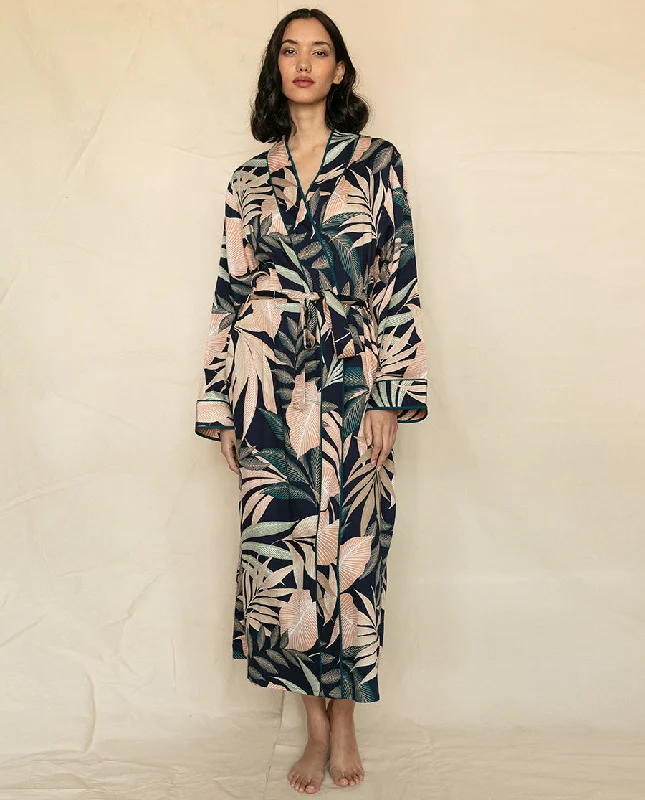 Spitalfields Leaf Print Long Dressing Gown