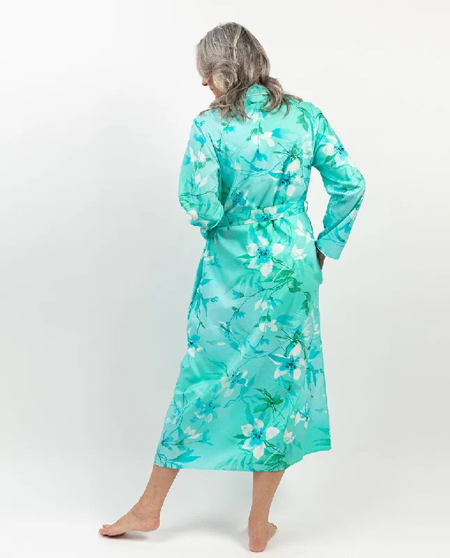 Leona Lace Trim Floral Print Long Dressing Gown