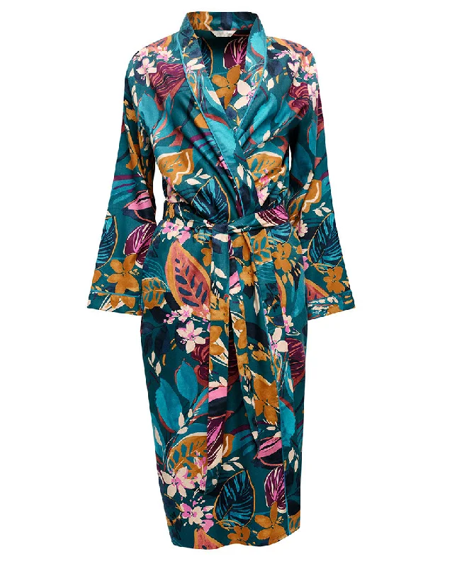 Maple Leaf Print Long Dressing Gown