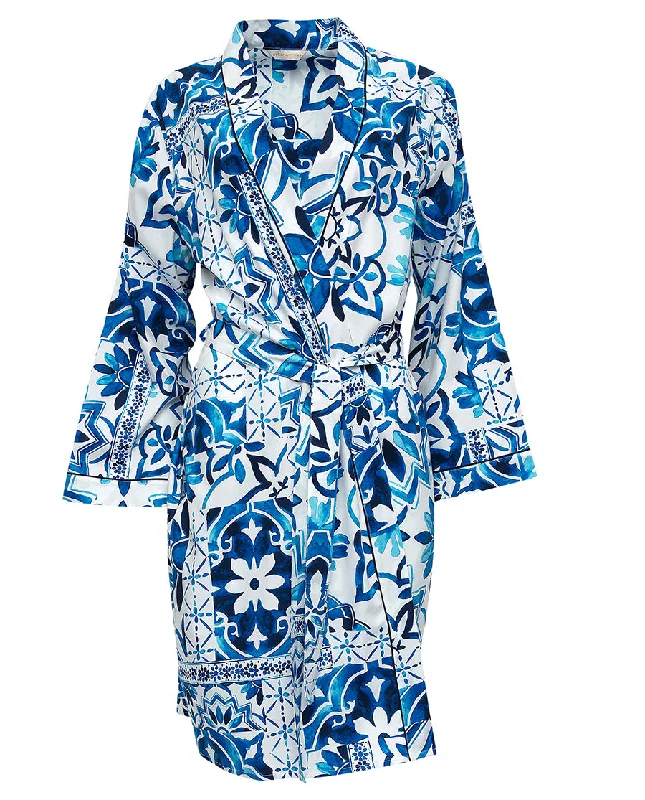 Marie Tile Print Short Dressing Gown