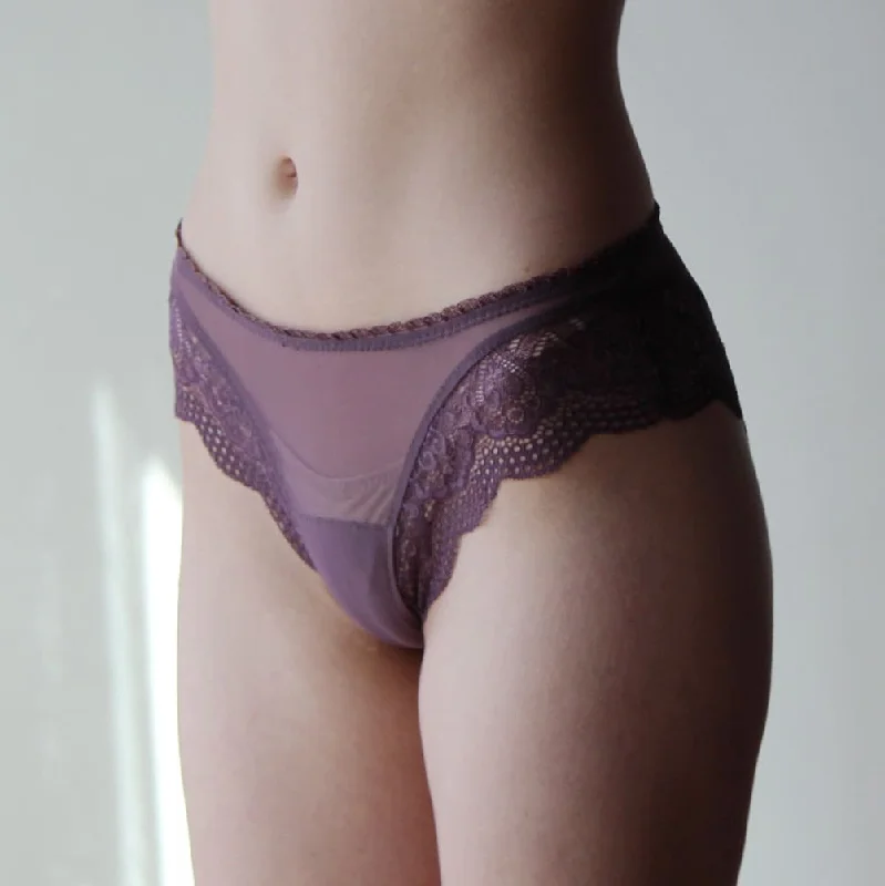 Mesh Panties with Lace Trim