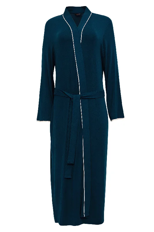 Spitalfields Navy Livaeco Jersey Long Dressing Gown