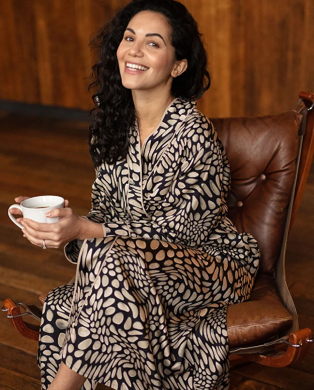 Carnaby Pebble Print Long Dressing Gown