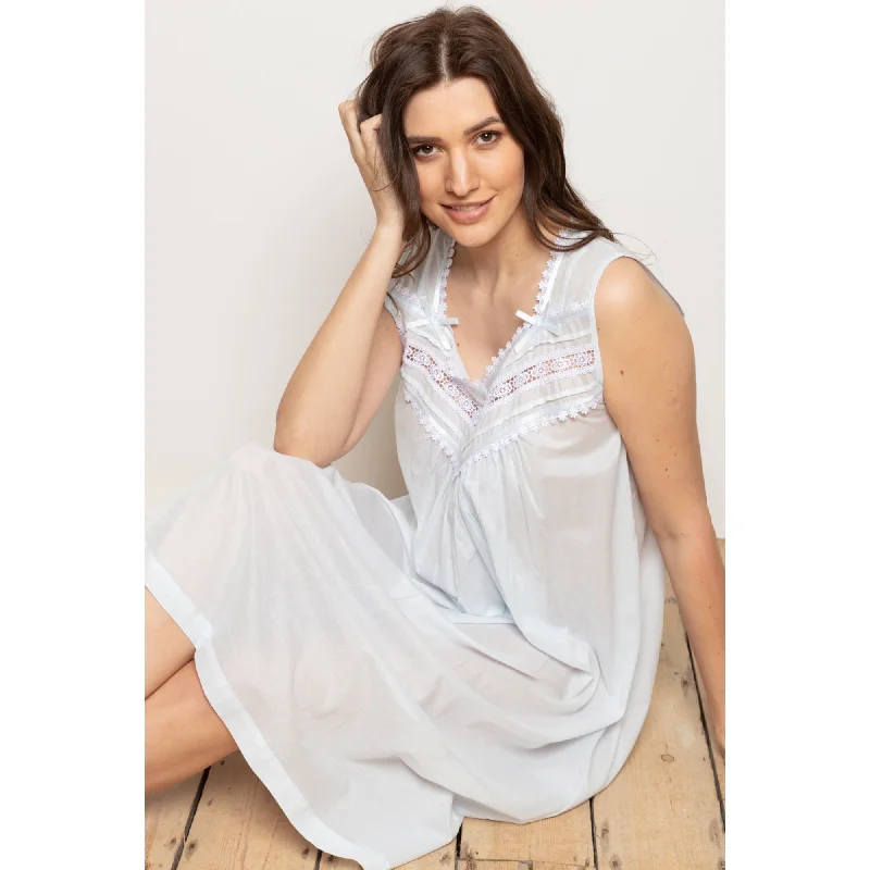 Cottonreal Women's Raffas Pale Blue Deluxe Nightdress