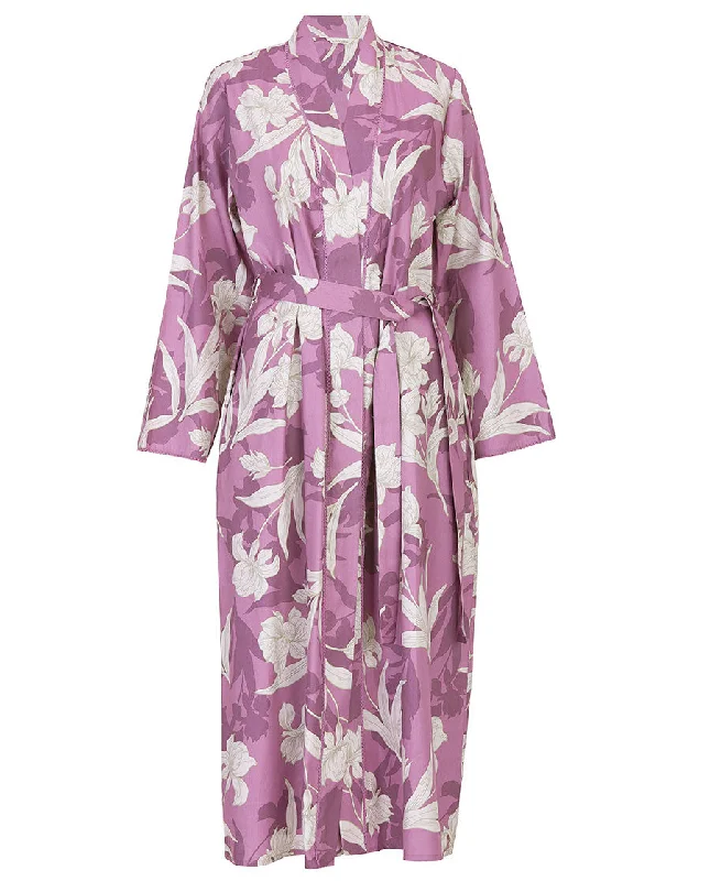 Reena Womens Lace Trim Floral Print Long Dressing Gown