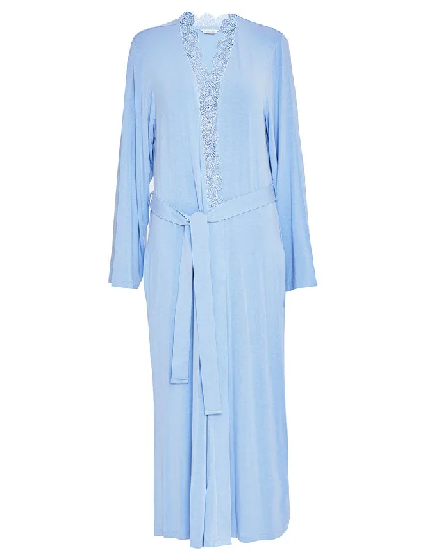 Selena Lace Detail Jersey Long Dressing Gown