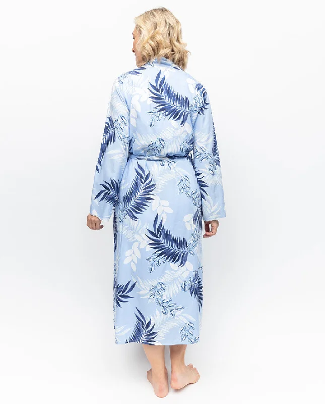 Selena Lace Trim Leaf Print Long Dressing Gown