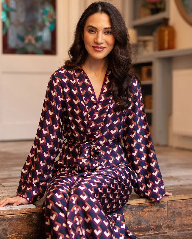 Southbank Geo Print Long Dressing Gown