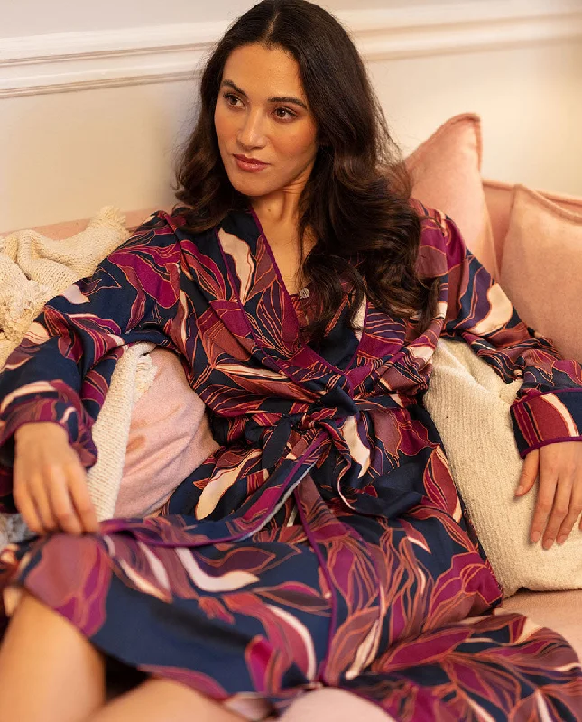 Southbank Leaf Print Long Dressing Gown