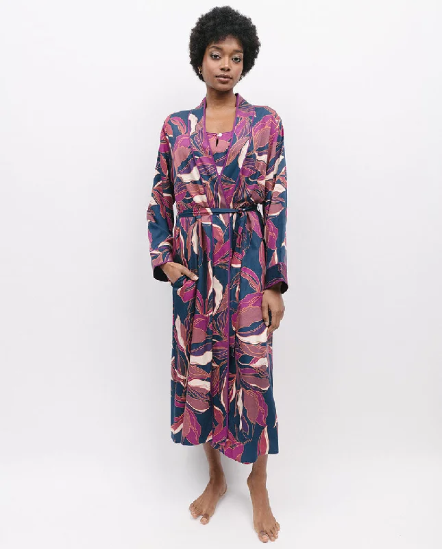 Southbank Leaf Print Long Dressing Gown