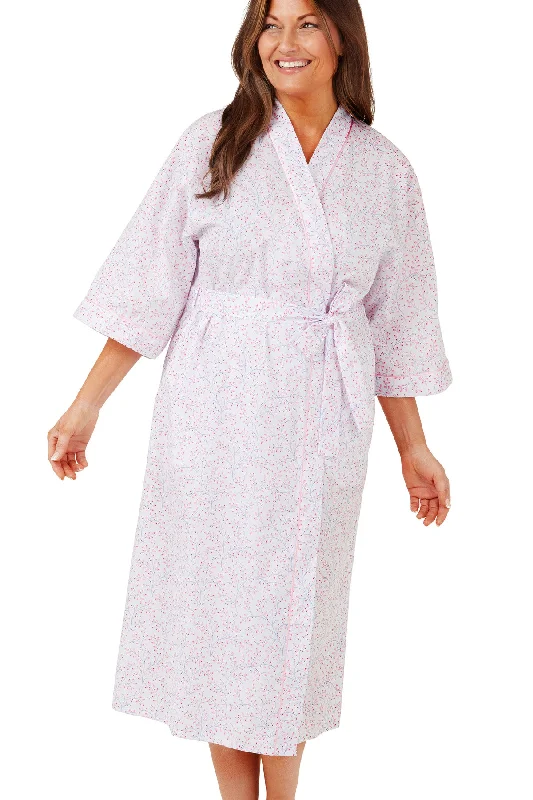 Swirl Leaf Print Easy-Care Kimono Wrap