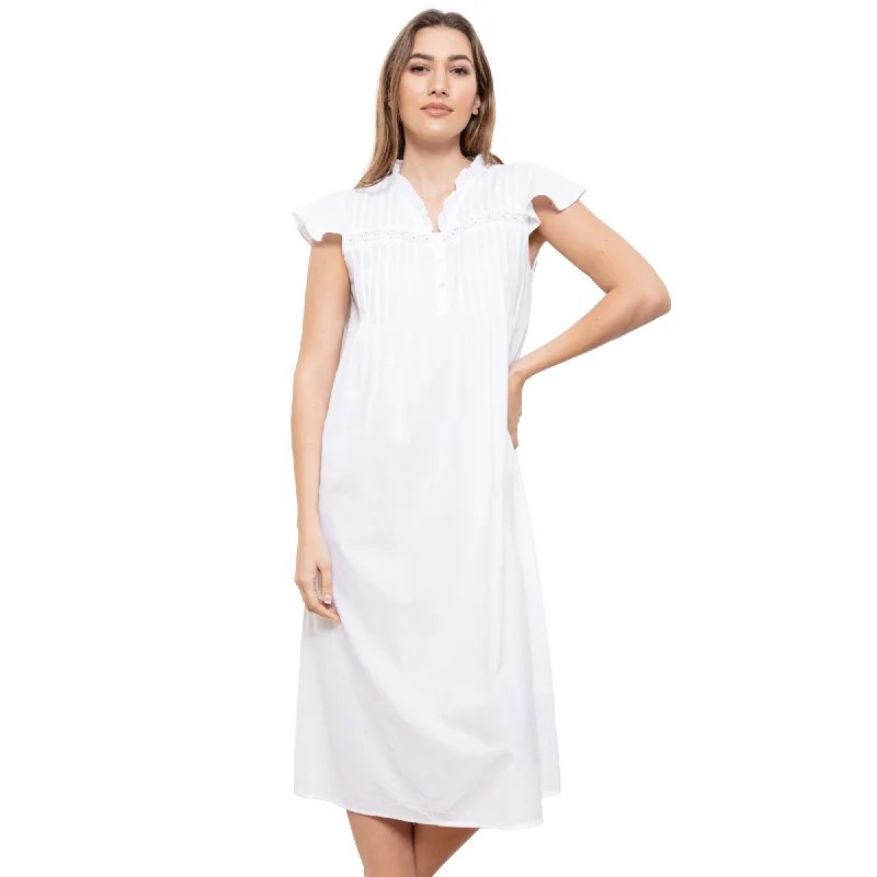 Cottonreal Women's Violet White Nightdress