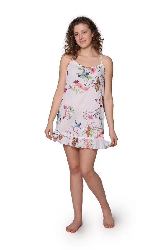 White Floral Cotton Chemise