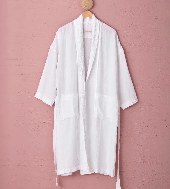 White Layla 100% Linen Robe