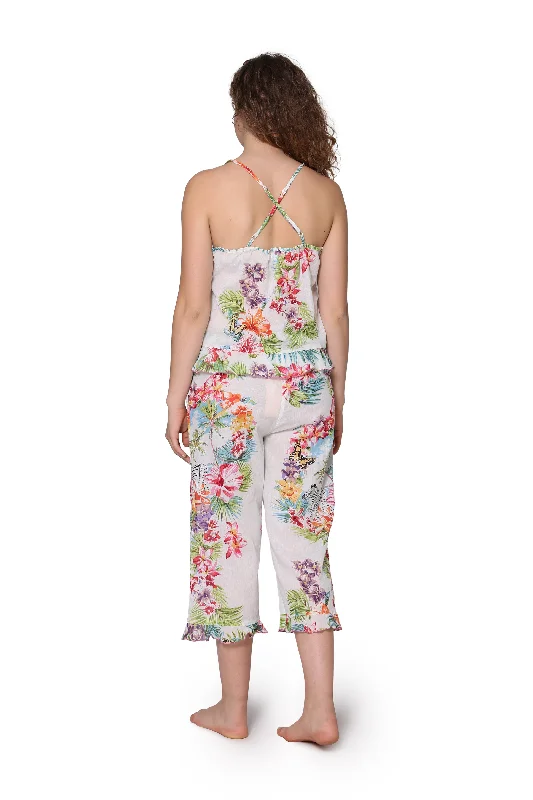 White Tropical Cotton Pajamas