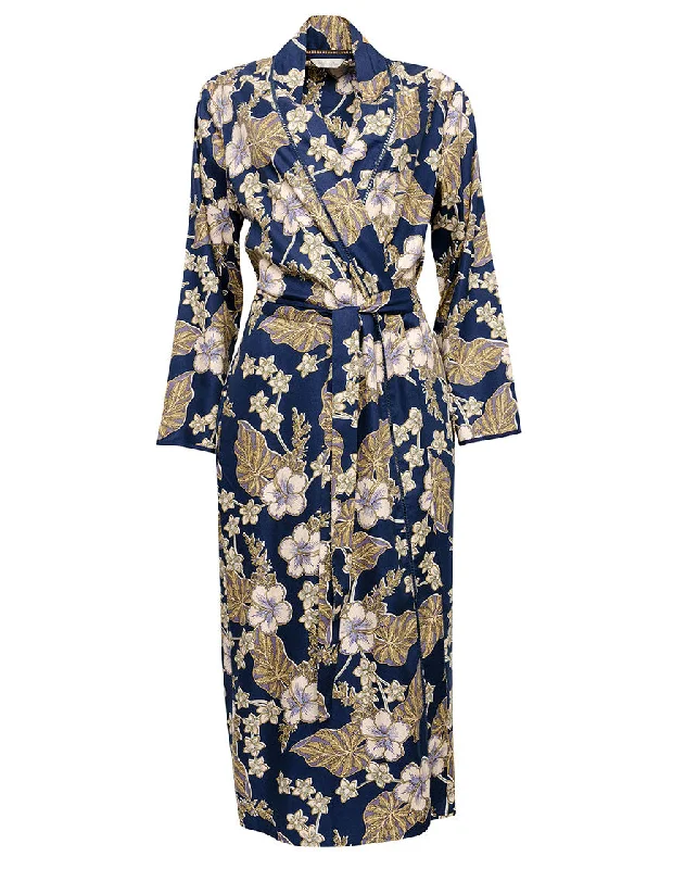 Winnie Lace Trim Floral Print Long Dressing Gown