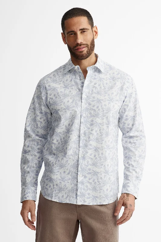 Chemise manches longues imprimé floral lin - Homme